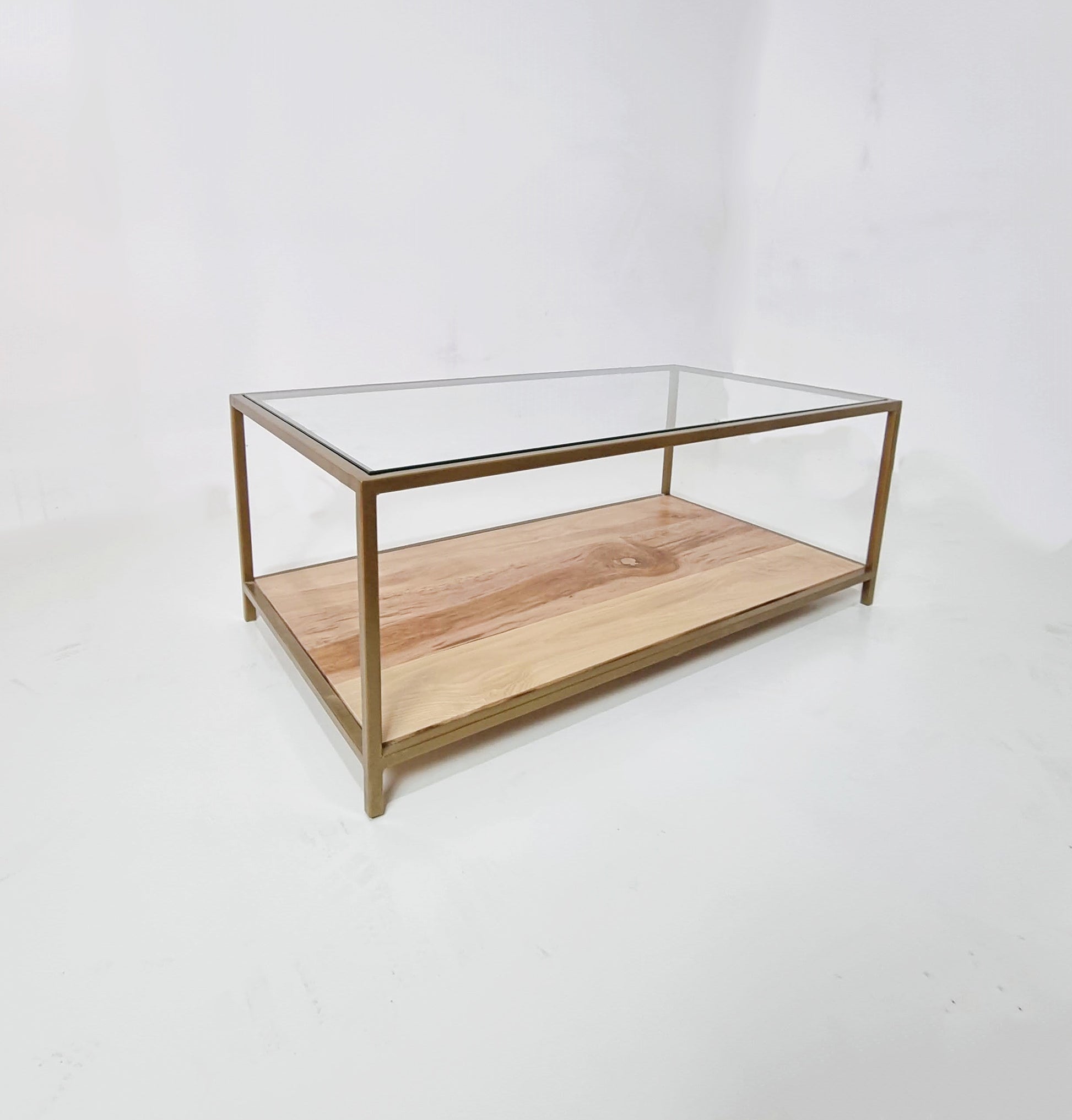 mesa de centro madera vidrio