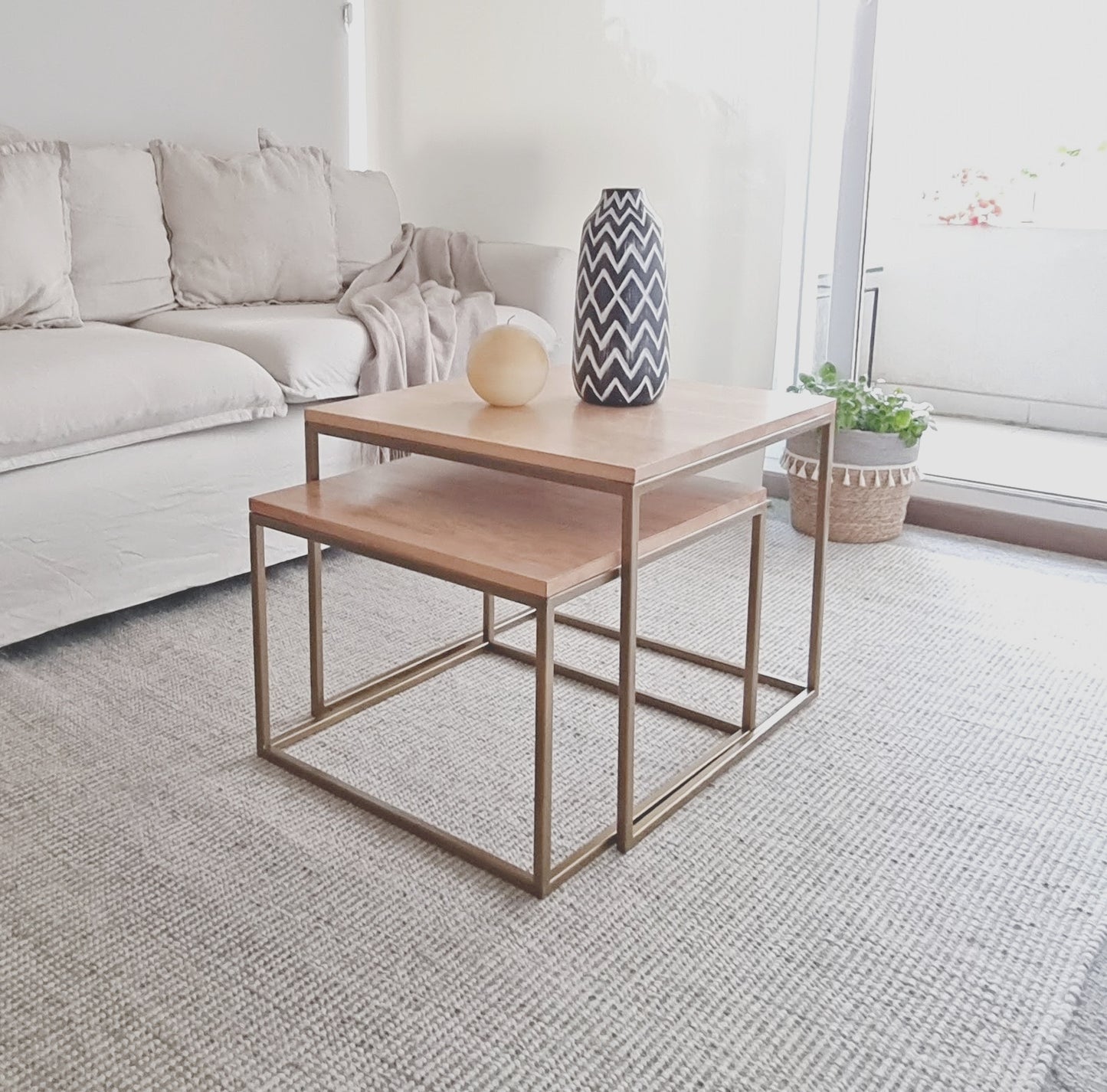 mesa de centro nido cuadrada madera