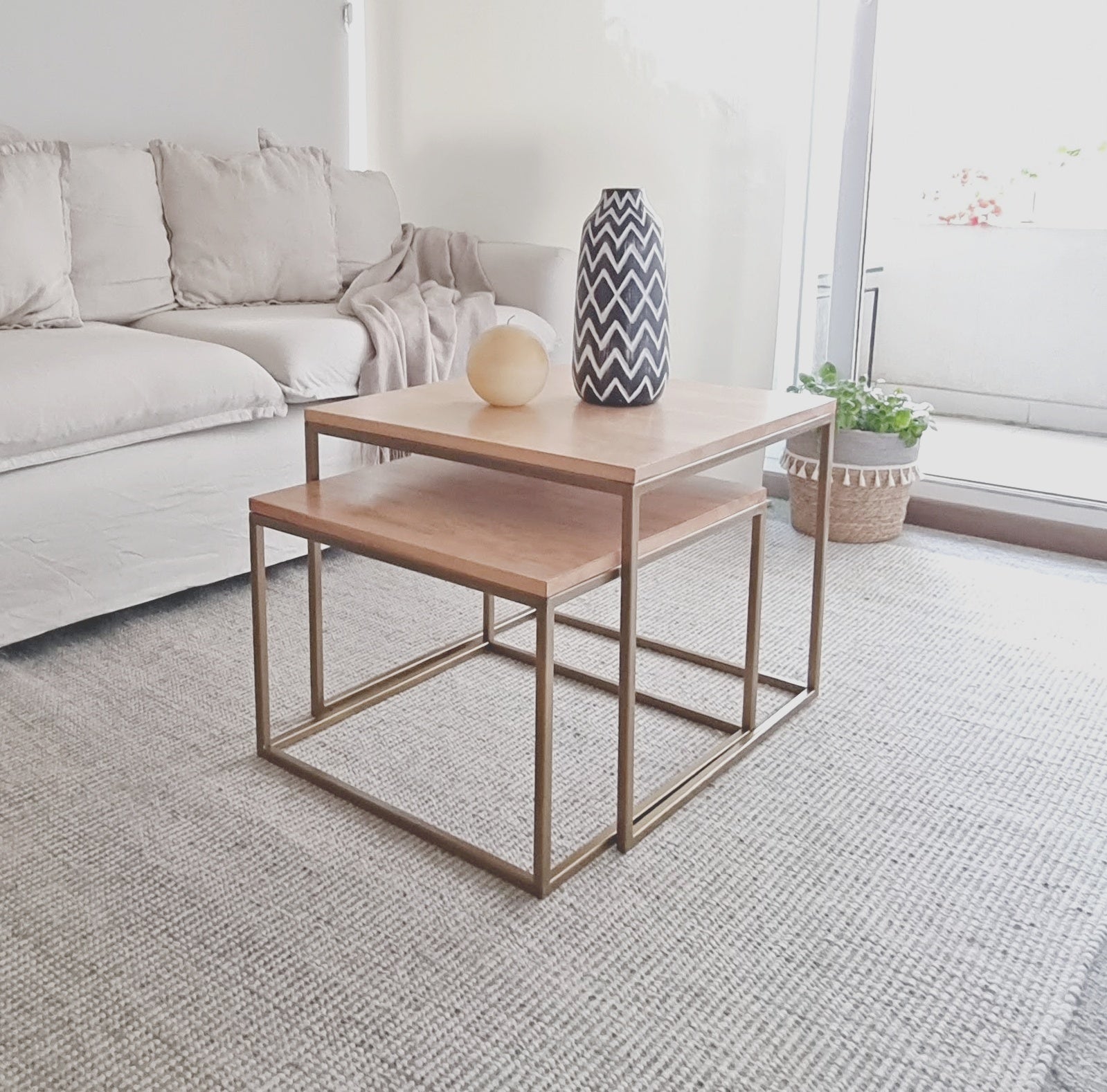 mesa de centro nido cuadrada madera