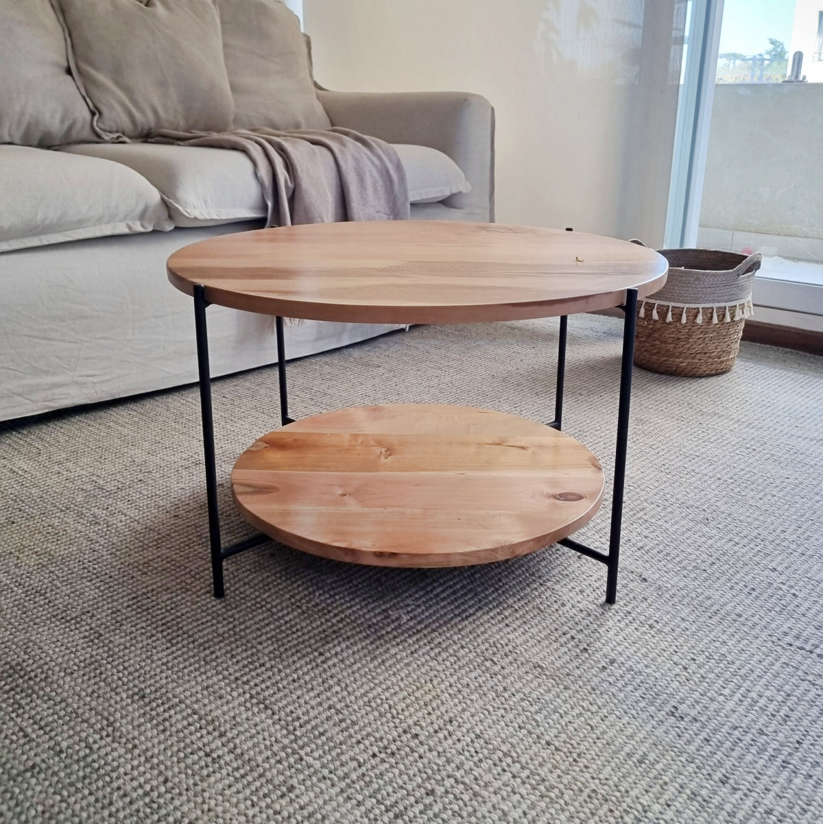 mesa de centro madera redonda