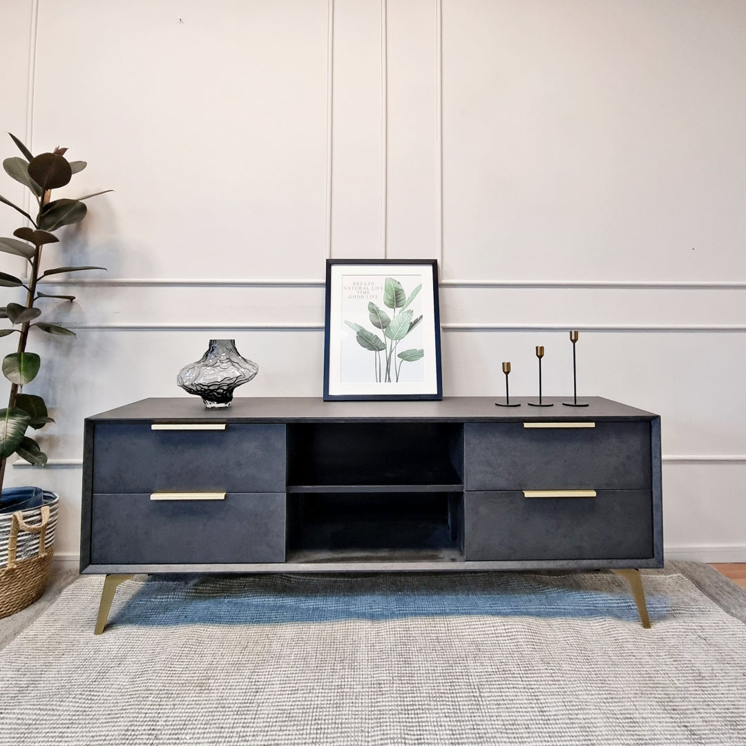 mueble rack con cajones para living